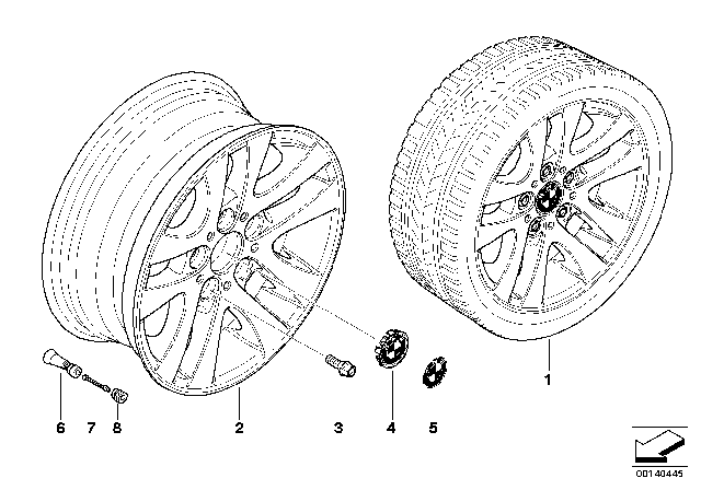 2007 BMW 328xi BMW Alloy Wheel, Double Spoke Diagram 2