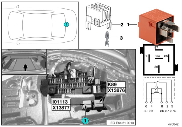 2008 BMW 650i Relay, Rear Window Raising Diagram