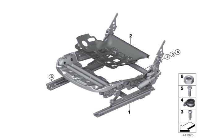 2017 BMW i8 Seat, Front, Seat Frame Diagram