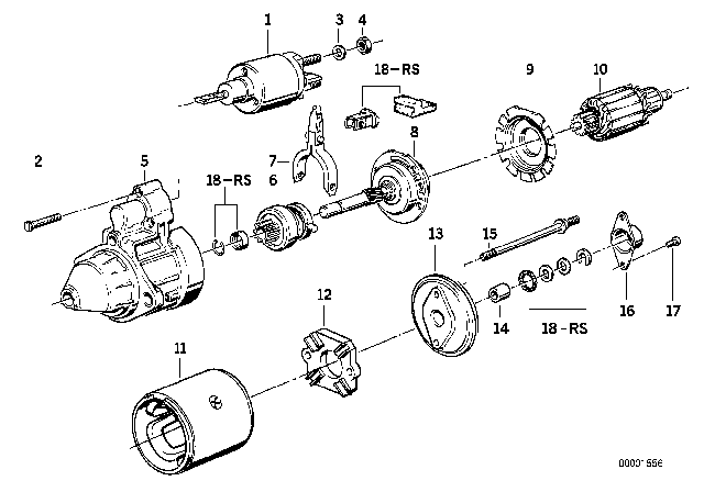 1995 BMW 525i Starter Parts Diagram
