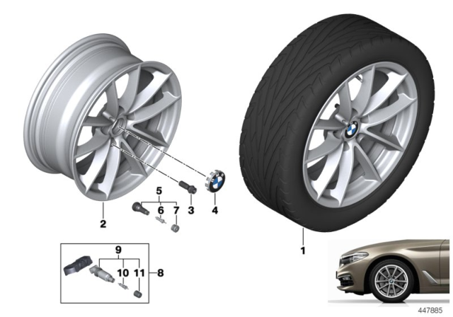 2019 BMW 540i xDrive BMW LA Wheel, V-Spoke Diagram 1