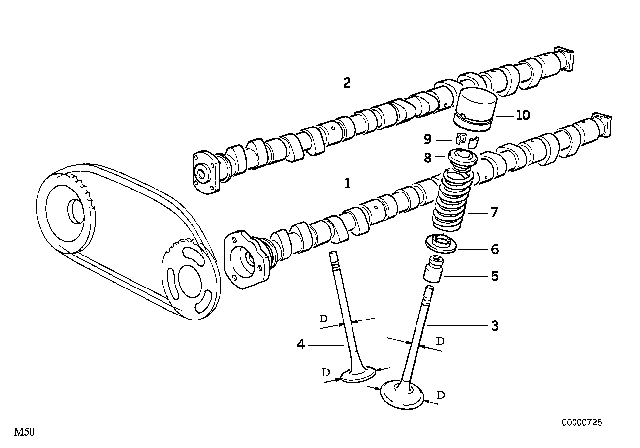 1996 BMW 328i Valve Timing Gear, Camshaft Diagram