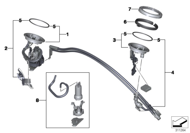 2007 BMW 760Li Fuel Pump, Right Diagram for 16117170004