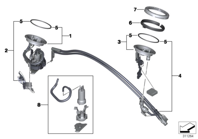 2005 BMW 745Li Fuel Tank Sending Unit Left Diagram for 16117183794