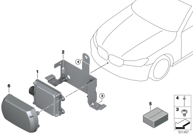 2019 BMW 750i Front Radar Sensor, Long Ran Diagram for 66316892575