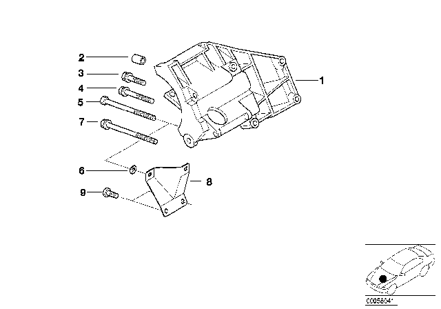 2000 BMW 528i Climate Compressor Supporting Bracket Diagram 1