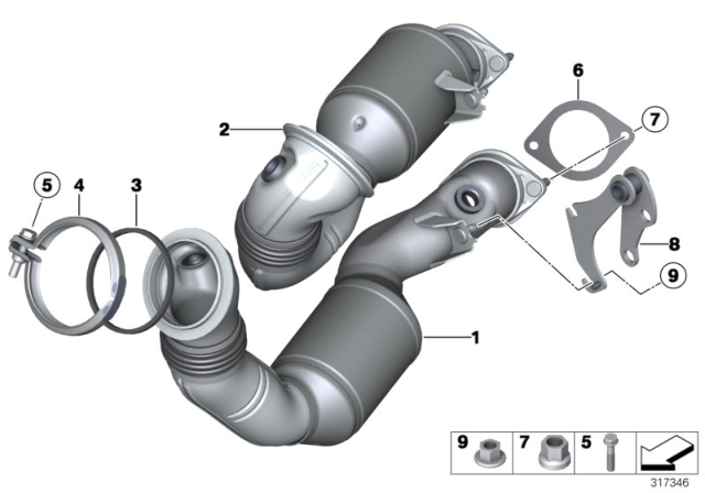 2010 BMW 335i Engine - Compartment Catalytic Converter Diagram
