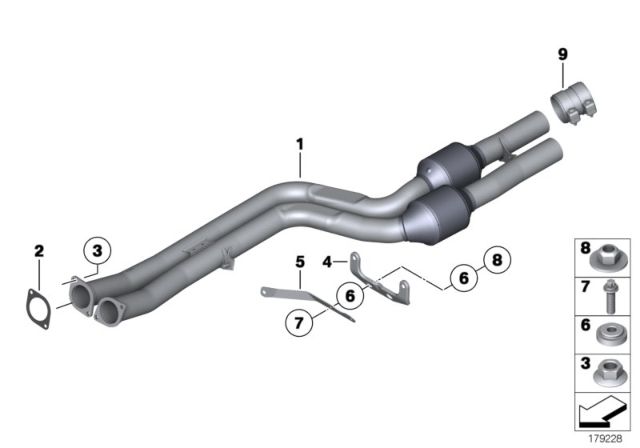 2012 BMW 740Li Catalytic Converter / Front Silencer Diagram