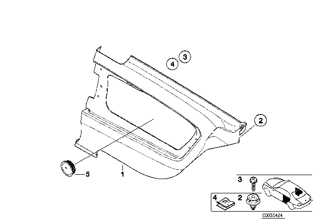 2006 BMW 325Ci Lateral Trim Panel Diagram 1