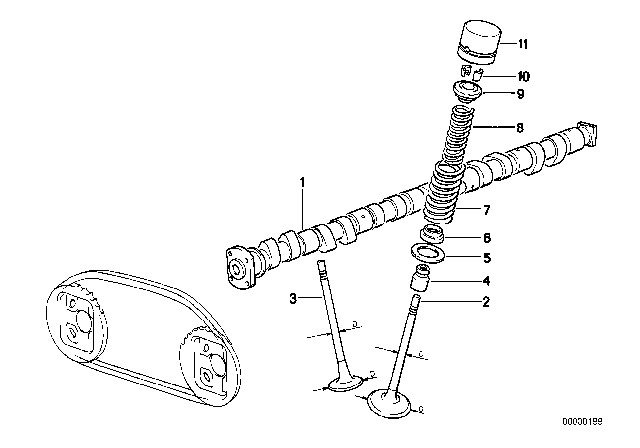 1994 BMW 325i Valve Timing Gear, Camshaft Diagram 1