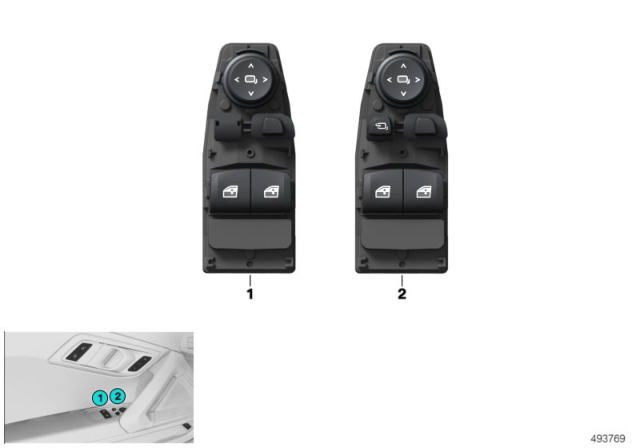 2019 BMW Z4 Operating Unit, Switch Cluster, Door Diagram