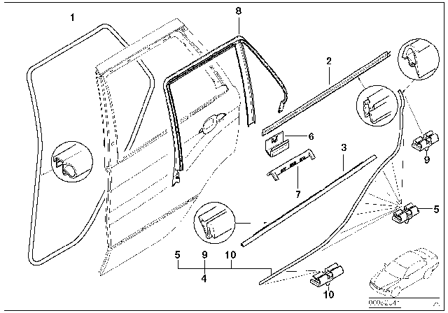 2005 BMW X5 Outer Weatherstrip, Right Diagram for 51348251598