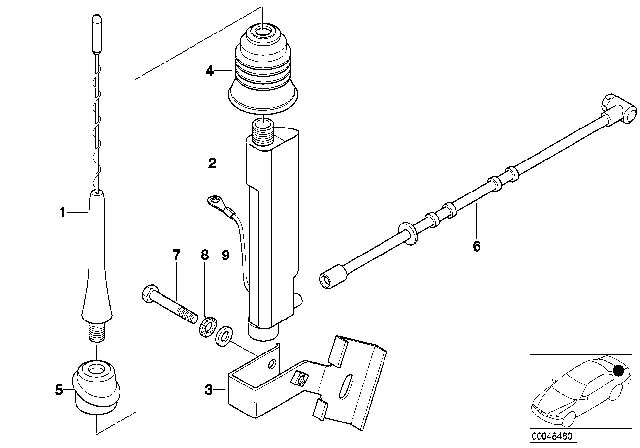 2000 BMW Z3 Single Components For Short Rod Antenna Diagram