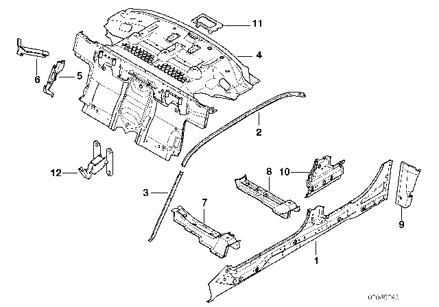 1997 BMW 740i Body-Side Frame / Partition Diagram