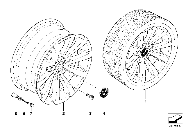 2010 BMW 328i BMW LA Wheel, V-Spoke Diagram 1