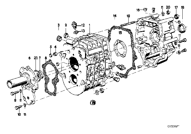 1982 BMW 633CSi Housing & Attaching Parts (Getrag 262) Diagram 1