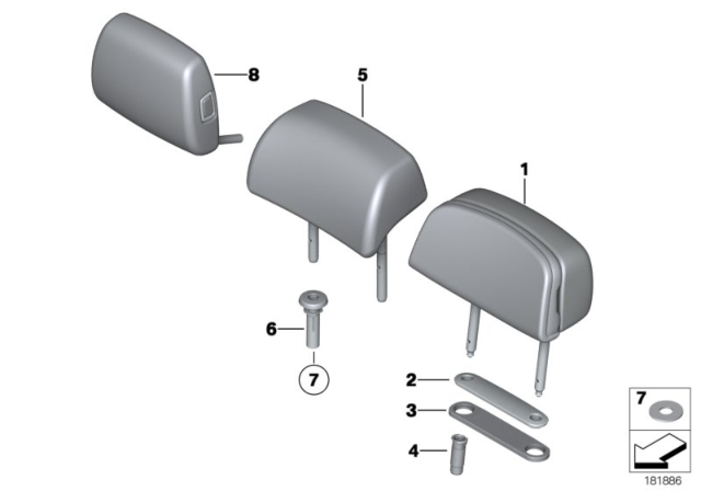 2009 BMW 750i Rear Seat Head Restraint Diagram