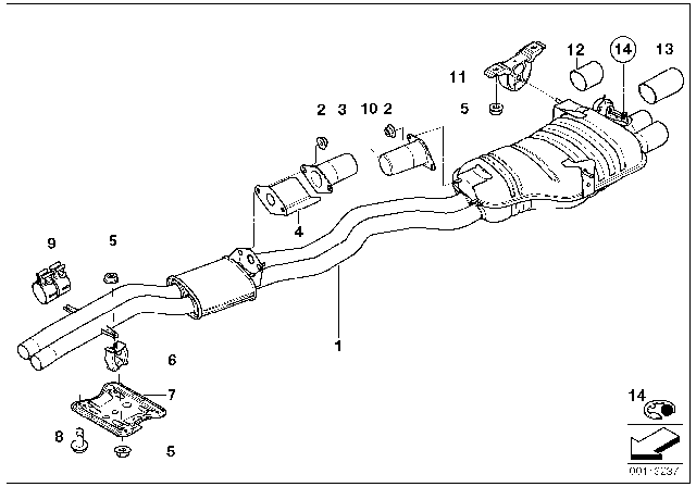 2002 BMW 330Ci Exhaust Center Muffler Ernst Germany Diagram for 18107504170