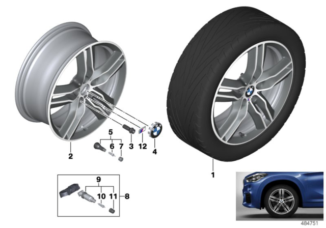 2018 BMW X2 BMW LM Wheel M Double Spoke Diagram 1
