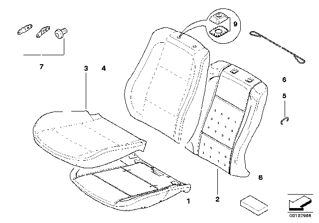 2007 BMW X3 Seat, Front, Cushion & Cover Diagram 4