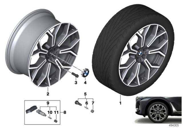 2019 BMW X7 Light Alloy Rim Ferricgrey Diagram for 36116885142