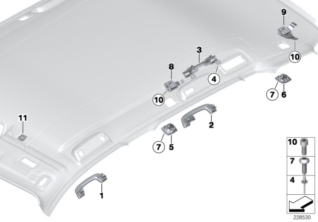 2013 BMW X3 Mounting Parts, Roofliner Diagram