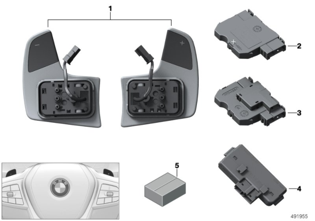 2020 BMW X6 Steering Wheel Module And Shift Paddles Diagram 1