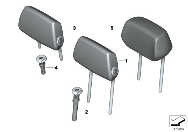 2014 BMW 328i GT Rear Seat Head Restraint Diagram