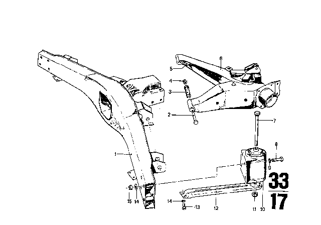 1970 BMW 2500 Rubber Mounting Diagram for 33333728100