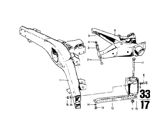 1970 BMW 2500 Rear Axle Carrier Diagram for 33311107116