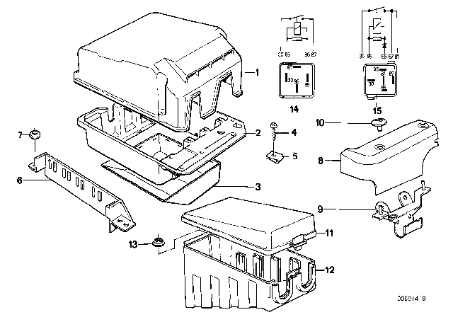 1988 BMW 735i Relay Motor / Control Unit-Box Diagram