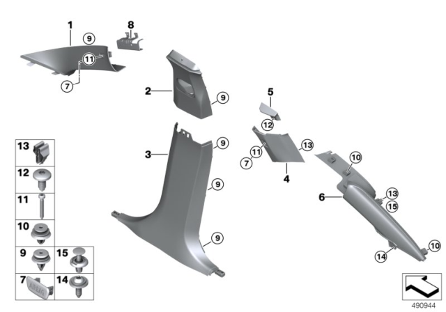 2019 BMW X4 Cover, B-Column Bottom Right Diagram for 51437446734