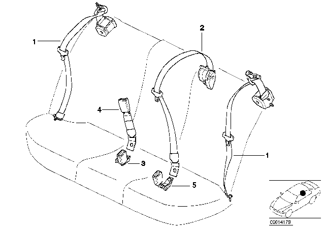 1997 BMW 540i Safety Belt Rear Diagram