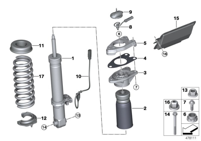 2018 BMW M4 Shock Absorber, Rear Diagram 2