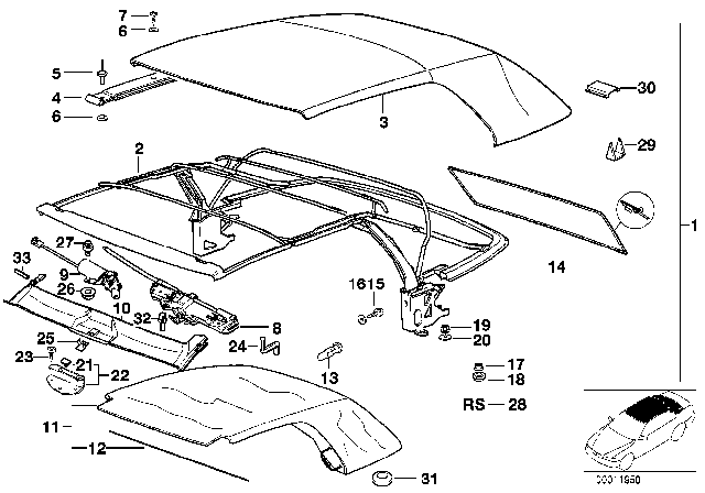 1997 BMW 328i Soft Top Diagram