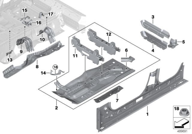 2020 BMW X3 M Floor pan Assembly Diagram