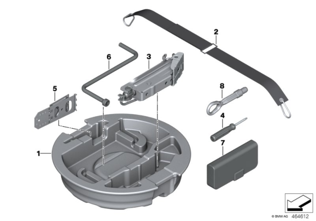 2019 BMW 740i Tool Kit / Lifting Jack Diagram