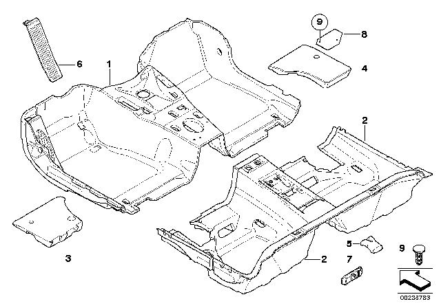 2010 BMW 128i Floor Covering Diagram