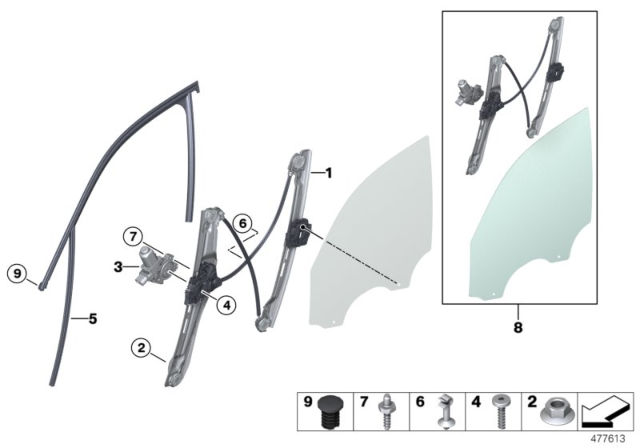 2015 BMW X4 Door Window Lifting Mechanism Diagram 1