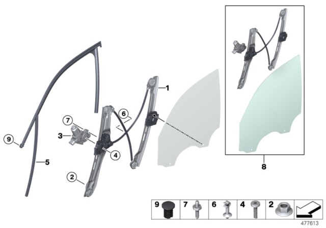 2011 BMW X3 Door Window Lifting Mechanism Diagram 1