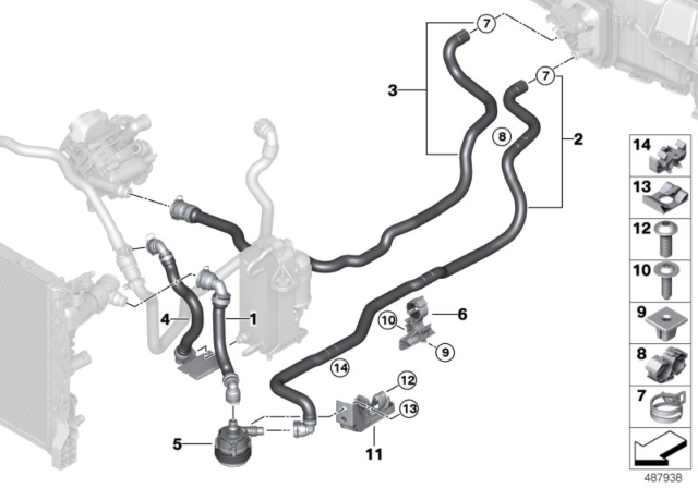 2017 BMW 540i Cooling Water Hoses Diagram 2