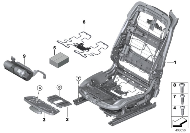2014 BMW 428i xDrive Front Seat Backrest Frame Diagram
