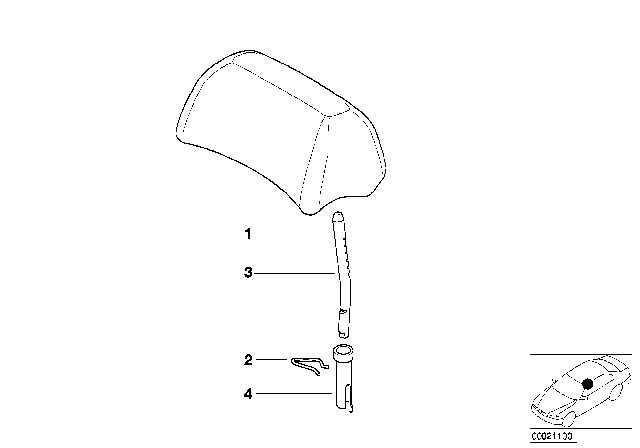 2002 BMW M3 Rear Seat Head Restraint Diagram