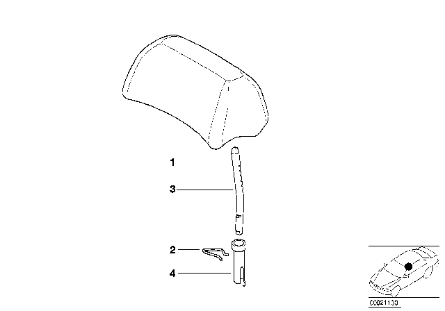 2004 BMW 320i Rear Seat Head Restraint Diagram