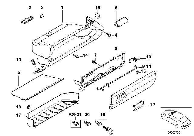 1999 BMW 318ti Cover Diagram for 51168146468