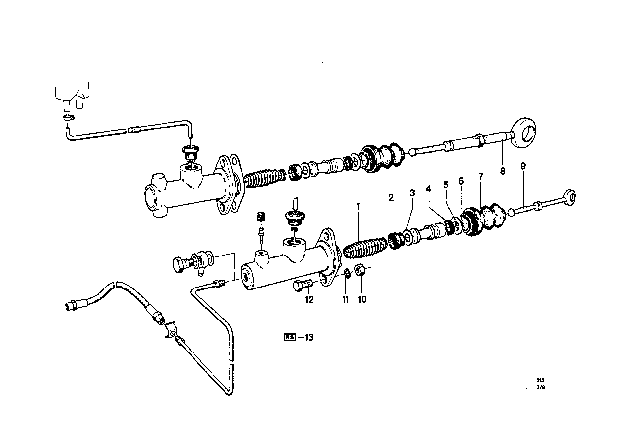 1969 BMW 2000 Input Cylinder Clutch Diagram 1