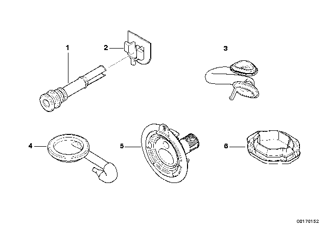 2009 BMW 328i xDrive Various Cable Grommets Diagram 1