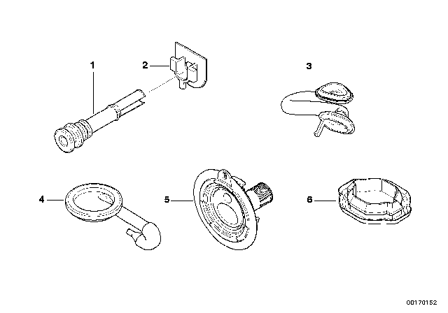 2007 BMW 328xi Various Cable Grommets Diagram 1