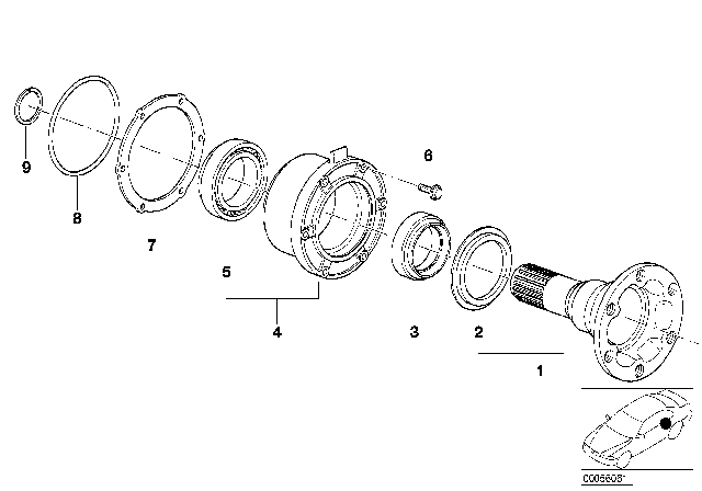 1991 BMW 325i Drive Flange Suspension / Gasket Diagram 1