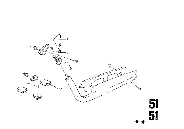 1970 BMW 2500 Armrest, Front Diagram 2